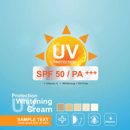 Protection UV and Whitening Cream Skin care conceptのイラスト素材