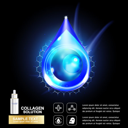 Collagen Serum and Vitamin Background Concept Skin Care Cosmetic.のイラスト素材