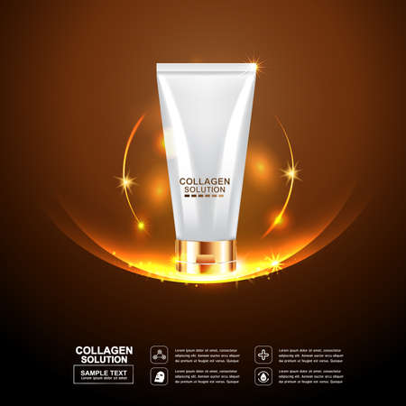 Collagen Serum and Vitamin Background Concept Skin Care Cosmetic.のイラスト素材