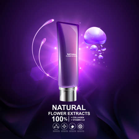 Collagen Serum and Vitamin Background Concept Skin Care Cosmetic.のイラスト素材