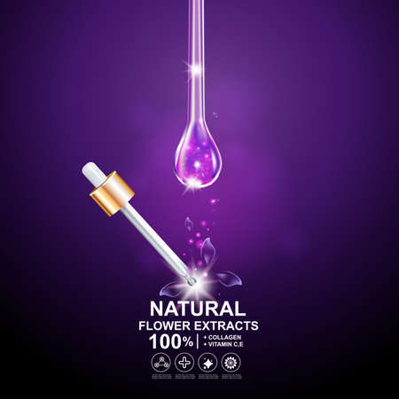 Collagen Serum and Vitamin Background Concept Skin Care Cosmetic.のイラスト素材
