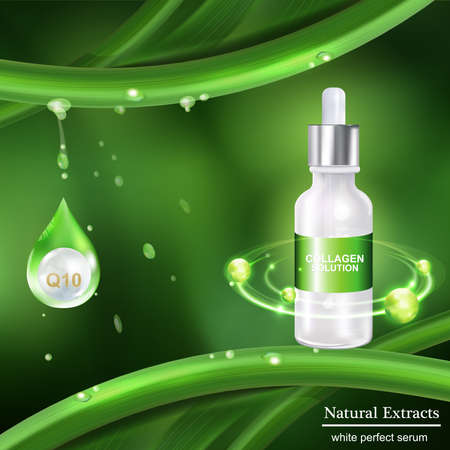 Collagen Serum and Vitamin Background Skin Care Cosmetic concept.のイラスト素材