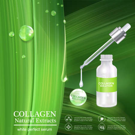Collagen Serum and Vitamin Background Skin Care Cosmetic concept.のイラスト素材