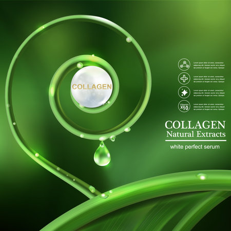 Collagen Serum and Vitamin Background Skin Care Cosmetic concept.のイラスト素材