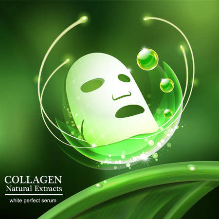 Collagen Serum and Vitamin Background Skin Care Cosmetic concept.のイラスト素材