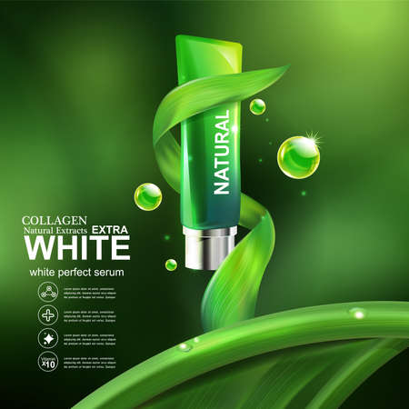 Collagen Serum and Vitamin Background Skin Care Cosmetic concept.のイラスト素材