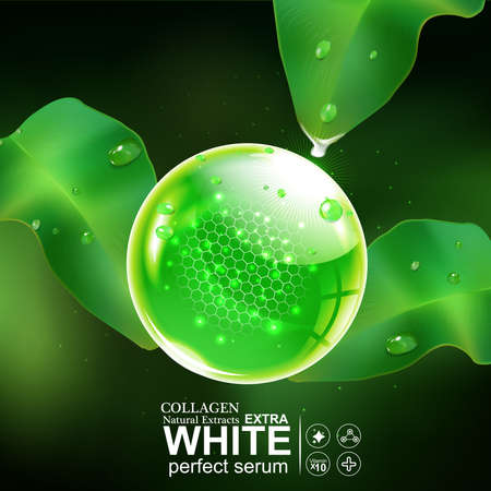 Collagen Serum and Vitamin Background Skin Care Cosmetic concept.のイラスト素材