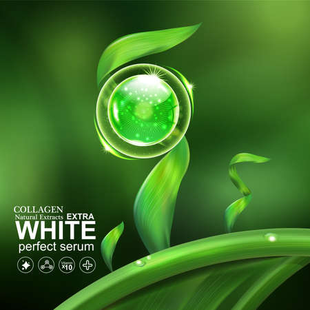 Collagen Serum and Vitamin Background Skin Care Cosmetic concept.のイラスト素材