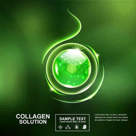 Collagen Serum and Vitamin Background Skin Care Cosmetic concept.のイラスト素材