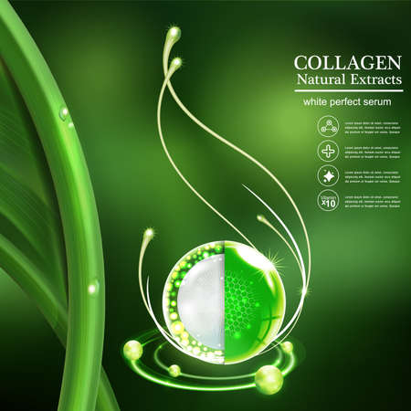 Collagen Serum and Vitamin Background Skin Care Cosmetic concept.のイラスト素材