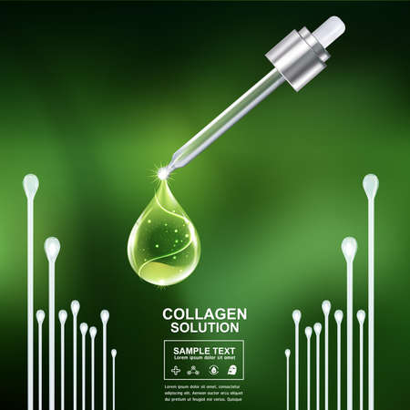 Collagen Serum and Vitamin Background Skin Care Cosmetic concept.のイラスト素材