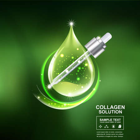 Collagen Serum and Vitamin Background Skin Care Cosmetic concept.のイラスト素材