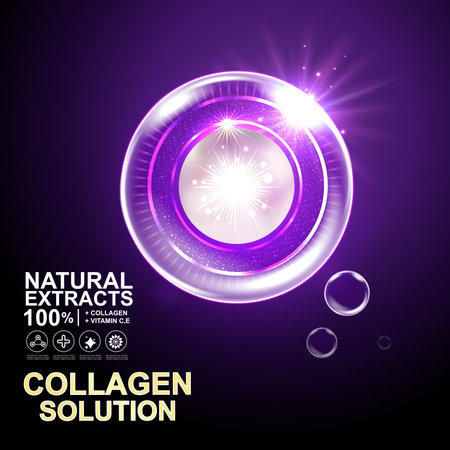 Collagen Serum and Vitamin Background Skin Care Cosmetic concept.のイラスト素材