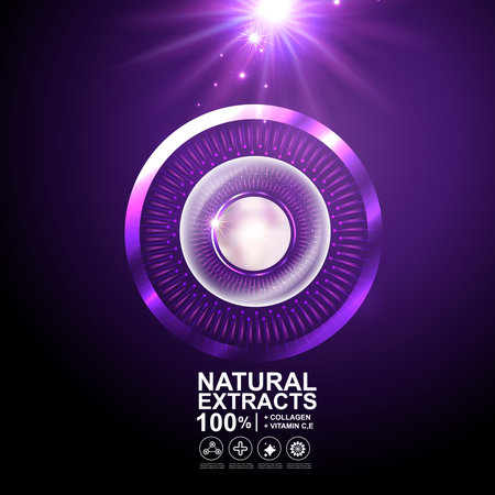 Collagen Serum and Vitamin Background Skin Care Cosmetic concept.のイラスト素材