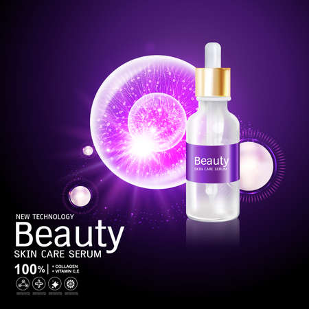 Collagen Serum and Vitamin Background Skin Care Cosmetic concept.のイラスト素材