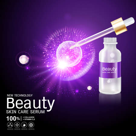 Collagen Serum and Vitamin Background Skin Care Cosmetic concept.のイラスト素材