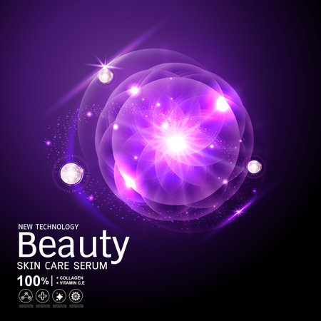Collagen Serum and Vitamin Background Skin Care Cosmetic concept.のイラスト素材