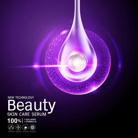 Collagen Serum and Vitamin Background Skin Care Cosmetic concept.のイラスト素材