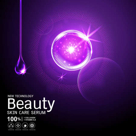 Collagen Serum and Vitamin Background Skin Care Cosmetic concept.のイラスト素材