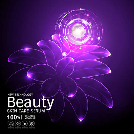 Collagen Serum and Vitamin Background Skin Care Cosmetic concept.のイラスト素材