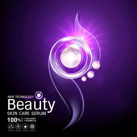 Collagen Serum and Vitamin Background Skin Care Cosmetic concept.のイラスト素材