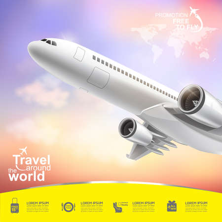 Travel around the World Vector Concept Free to Fly.のイラスト素材