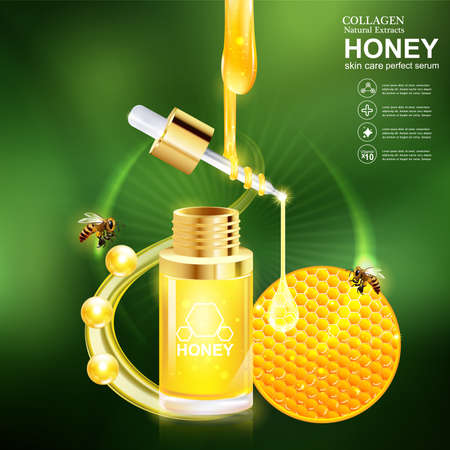 Honey Serum and Collagen Vectorのイラスト素材