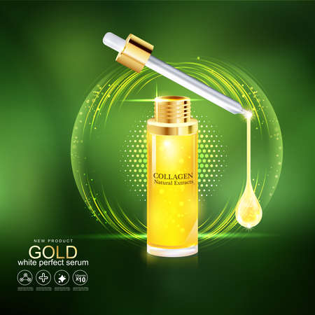 Gold Serum and Collagen Vector for Skin Care.のイラスト素材