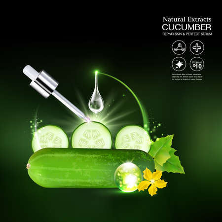 Cucumber Serum Collagen and Vitamin for Skin Concept vector illustration.のイラスト素材