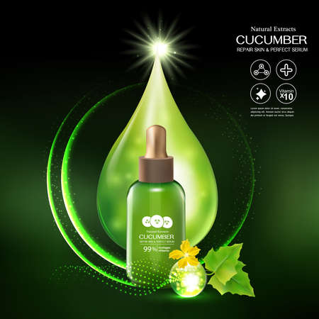 Cucumber Serum Collagen and Vitamin for Skin Concept vector illustration.のイラスト素材