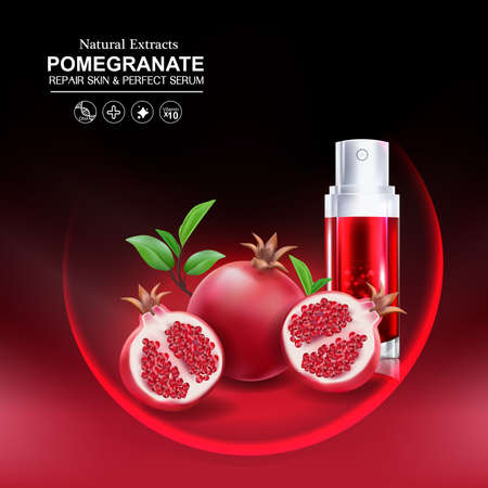 Pomegranate Serum Collagen and Vitamin for Skin Concept vector illustration.のイラスト素材