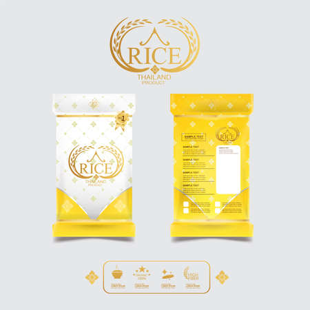 Rice of Thailand Packaging Food Product and Background Vector Concept Thai Arts.のイラスト素材