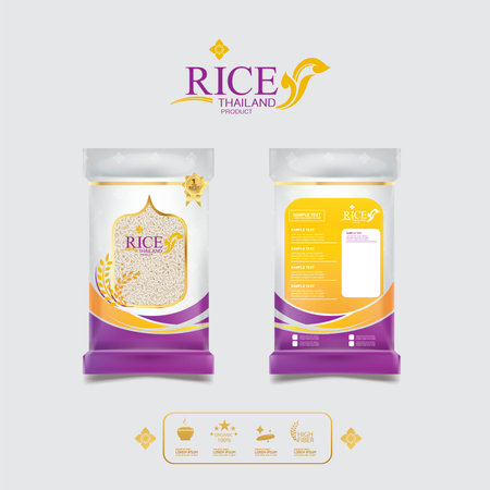 Rice of Thailand Packaging Food Product and Background Vector Concept Thai Arts.のイラスト素材