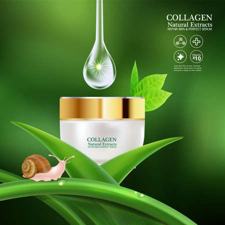 Collagen or Serum snail cosmetic packaging design Vectorのイラスト素材