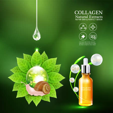 Collagen or Serum snail cosmetic packaging design Vectorのイラスト素材
