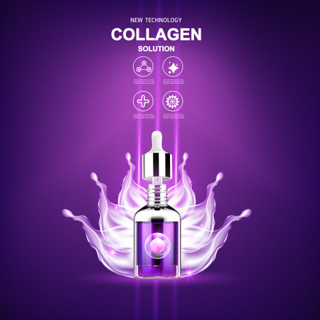 Collagen Serum and Vitamin Background Concept Skin Care Cosmetic.のイラスト素材