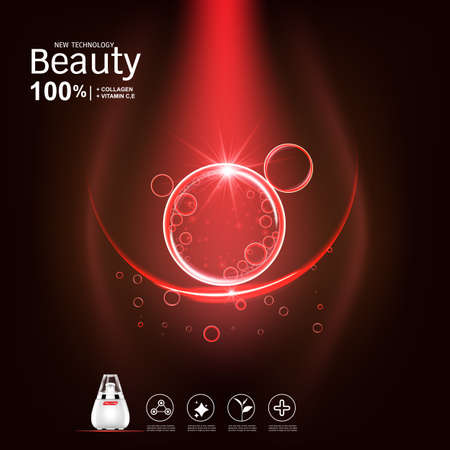Collagen Serum and Vitamin Background Concept Skin Care.のイラスト素材
