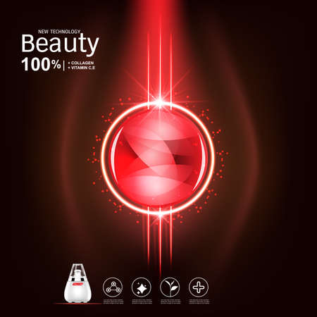 Collagen Serum and Vitamin Background Concept Skin Care.のイラスト素材
