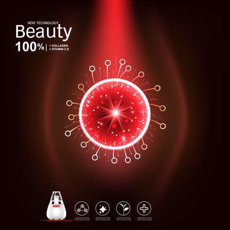 Collagen Serum and Vitamin Background Concept Skin Care.のイラスト素材