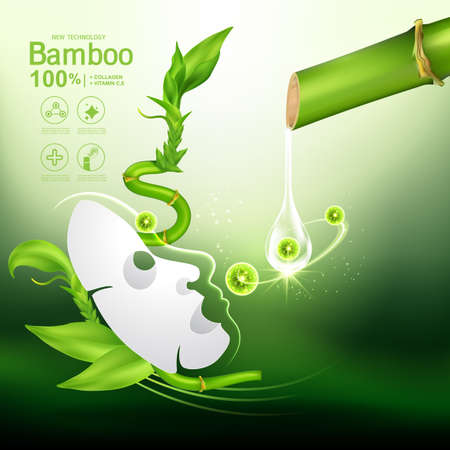 Bamboo Collagen Serum and Vitamin Background for Skin Care Cosmetic Products.のイラスト素材