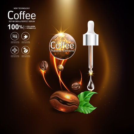 Collagen Serum and Vitamin Background Concept Skin Care Cosmetic.のイラスト素材