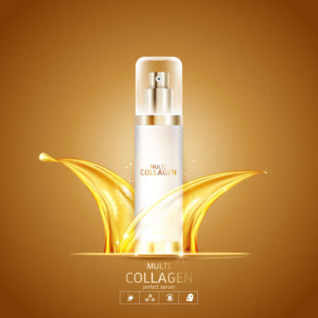 Collagen and Serum Product Vector Concept Beauty Technology for Skin Careのイラスト素材