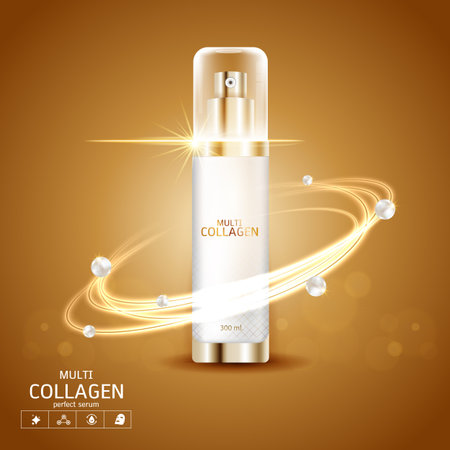 Collagen and Serum Product Vector Concept Beauty Technology for Skin Careのイラスト素材