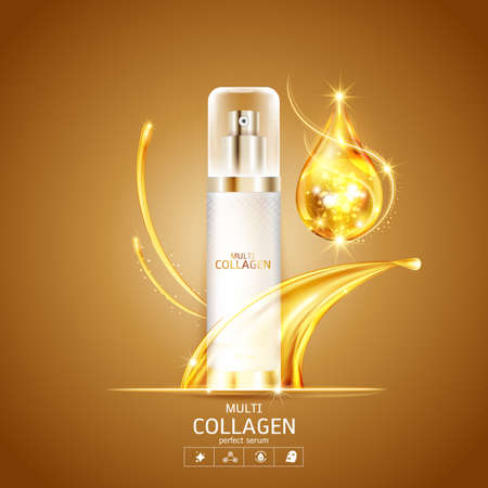 Collagen and Serum Product Vector Concept Beauty Technology for Skin Careのイラスト素材