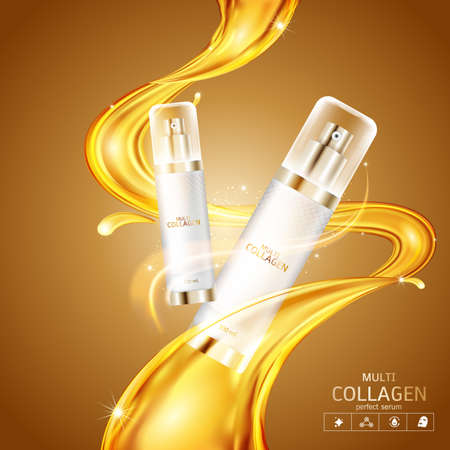 Collagen and Serum Product Vector Concept Beauty Technology for Skin Careのイラスト素材