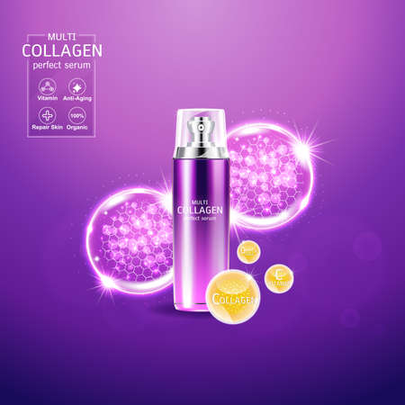 Collagen and Serum Product Vector Concept Beauty Technology for Skin Careのイラスト素材