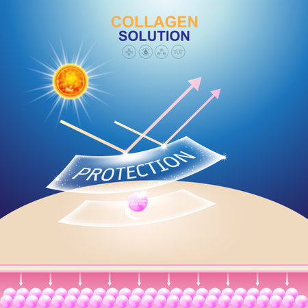 Collagen Solution Serum and Vitamin Background Skin Care Cosmetic Vector concept.のイラスト素材