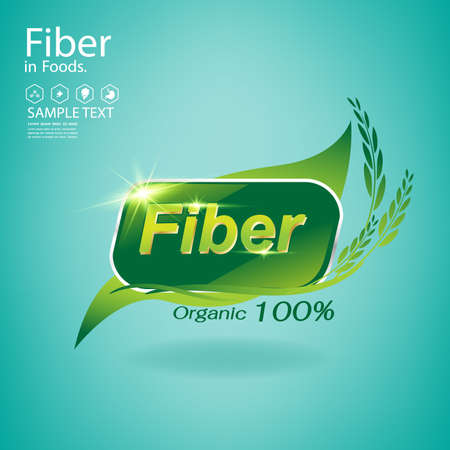 High Fiber and Vitamin in Organic Food  Vector Concept Logo on Green Background Template.のイラスト素材