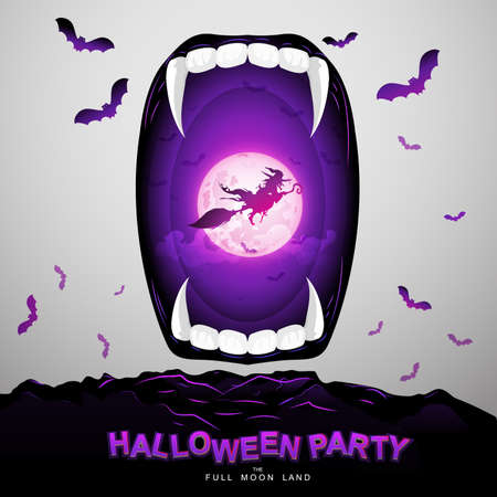 Halloween Party Vector Concept Full Moon Land.のイラスト素材