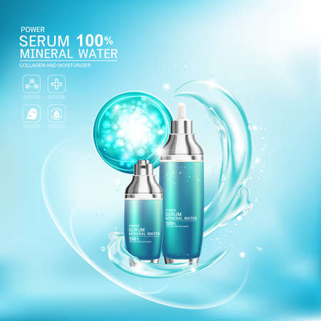 Mineral Water Splash Serum or Collagen Vitamin Vector Background for Skin Care Cosmetic Products.のイラスト素材